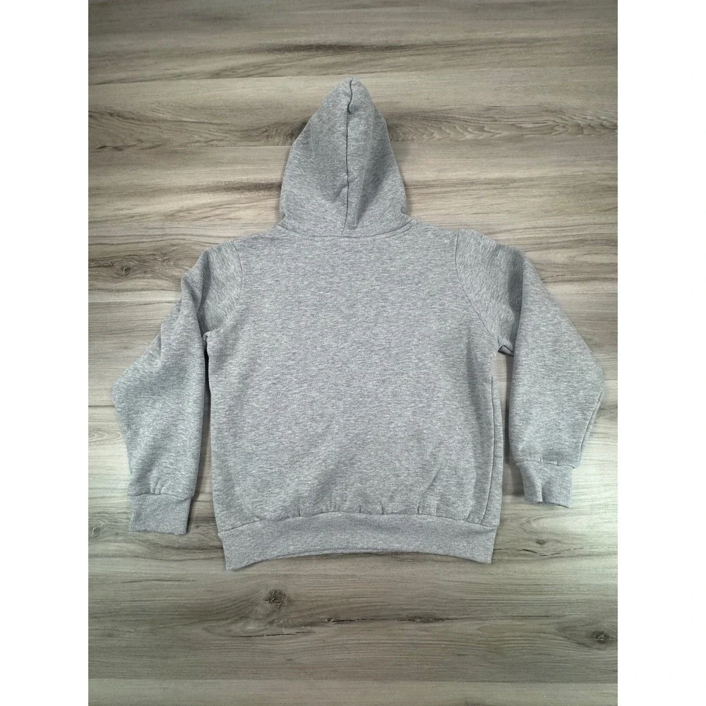 Chelsea FC Kids Hoodie Heather Gray Navy Blue Lined‎ Fleece Pullover no size tag